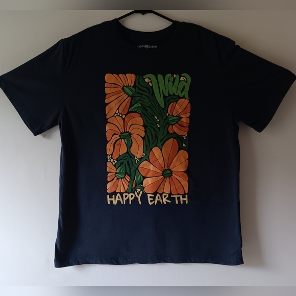 Happy Earth women's navy short-sleeve graphic t-shirt size L - Picture 1 of 7